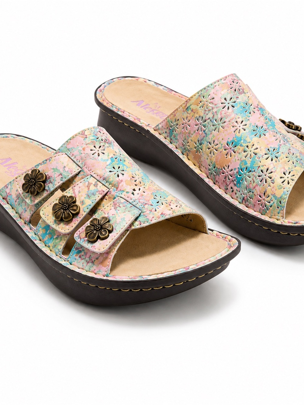 Alegria Julee Earth Goddess Floral Slides Women’s EU 41 US 10.5/11W NIB Comfort